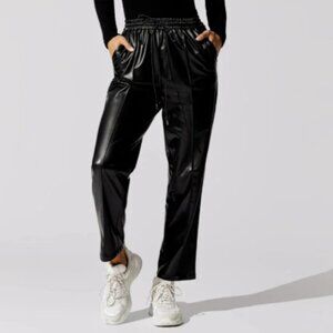 Jonathan Simkhai Tay Stretch Vegan Leather High Rise Jogger Pants Black XS
